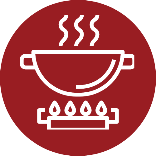 Kochstelle in einem roten Kreis