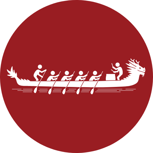 Drachenboot in einem roten Kreis