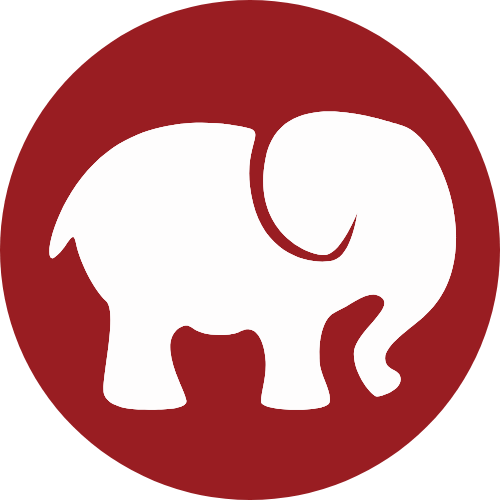 Elefant in einem roten Kreis