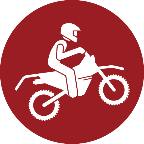 Motorrad in einem roten Kreis