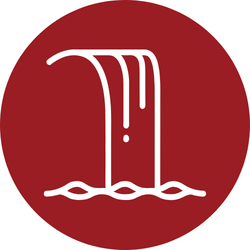 Wasserfall in einem roten Kreis