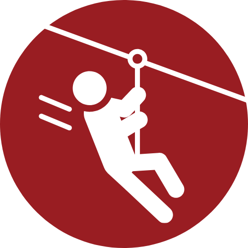 Person an einer Zipline
